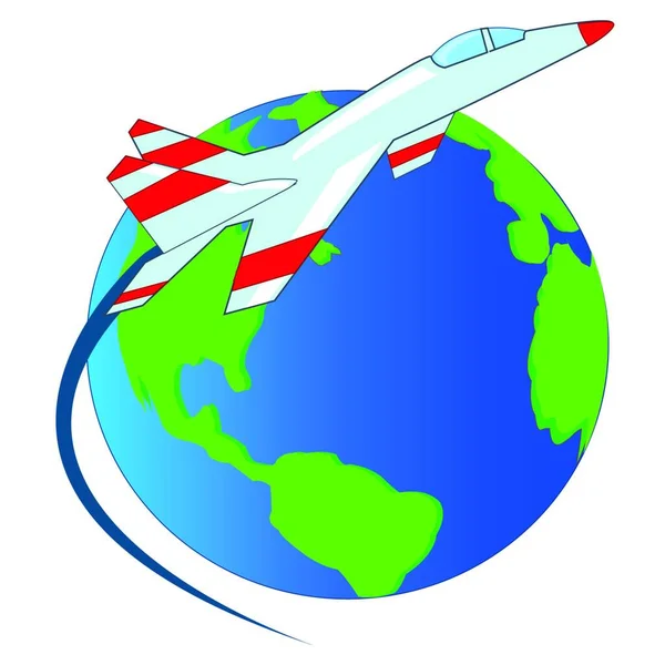 Planeta Přistání Letadlo Bílém Pozadí Izolované — Stockový vektor