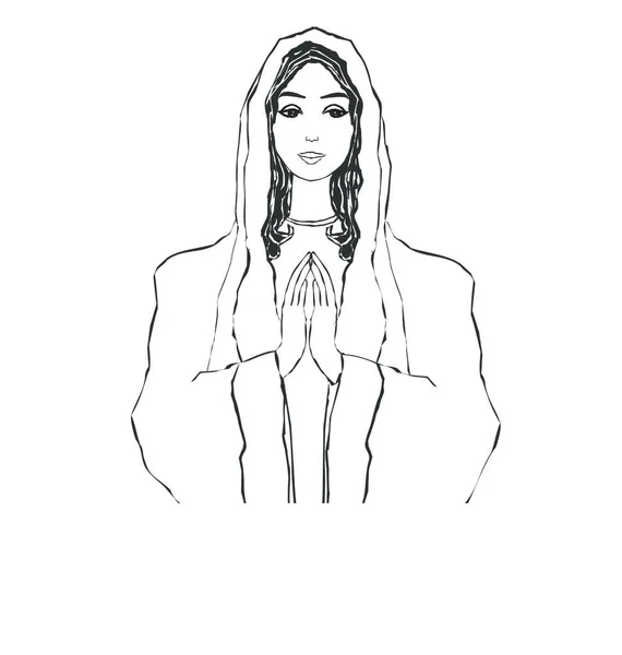 Beautiful Young Woman Long Hair Vector Illustration — Stock Vector