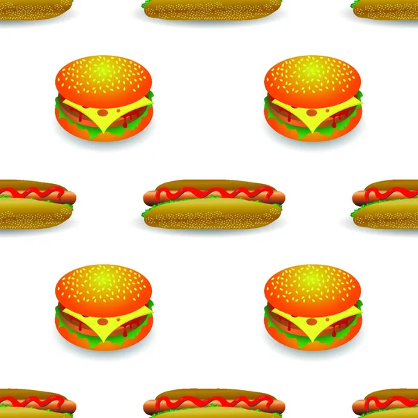 Street Fast Food Seamless Model Čerstvý Hamburger Hot Dog Nezdravé — Stockový vektor