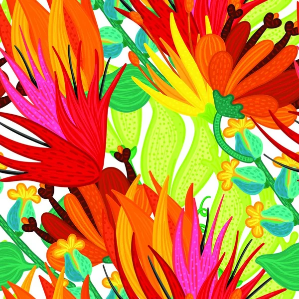 Patrón Sin Costura Floral Flores Hermosas Dibujadas Mano Fondo Repetitivo — Archivo Imágenes Vectoriales