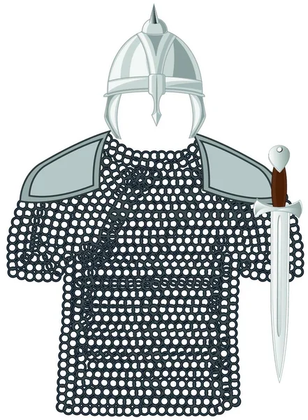 Panoply Medieval Warrior White Background Insulated — Stock Vector