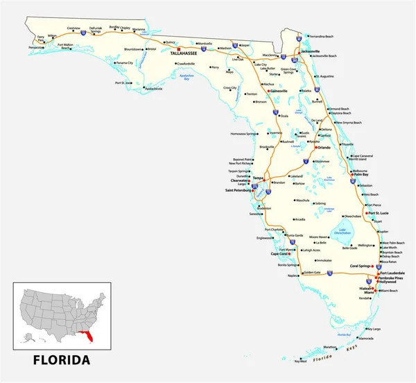 Οδικός Χάρτης Της American State Florida — Διανυσματικό Αρχείο