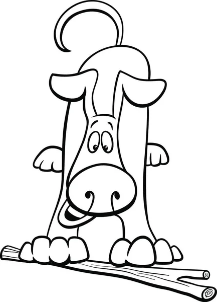 Чорно Білий Мультфільм Ілюстрація Щасливий Коричневий Собака Комікс Тваринний Персонаж — стоковий вектор