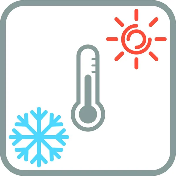 Floco Neve Sol Termômetro Logotipo Temperatura — Vetor de Stock