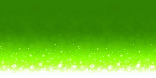Grüner Grashintergrund Mit Sternen Weihnachtsbäumen Schneeflocken Schnee Sonne Lichtern Vektorillustration — Stockvektor