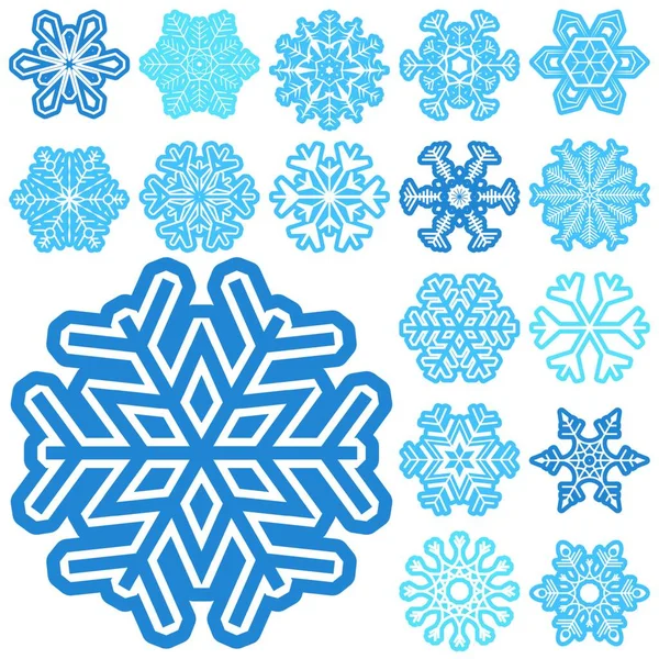 Verzameling Van Verschillende Abstracte Sneeuwvlokken Voor Kerst Winter Time Begrippen — Stockvector