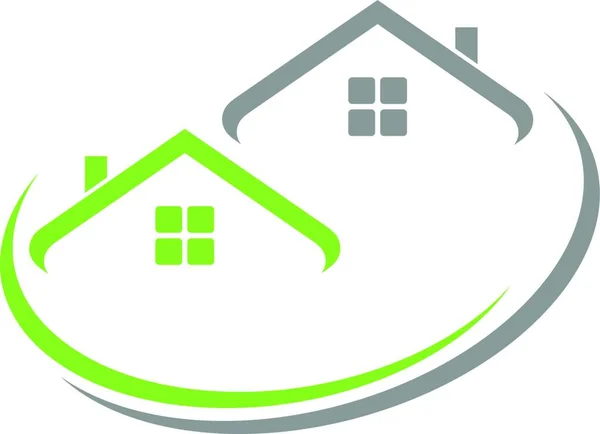 Deux Maisons Toits Immobilier Fond Toiture Logo — Image vectorielle