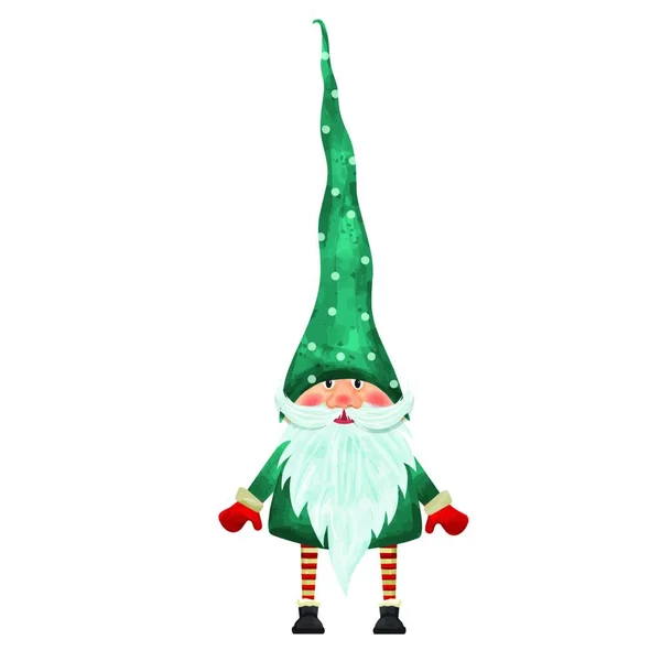 Aquarelle Noël Gnome Isolé Sur Fond Blanc Vecteur — Image vectorielle