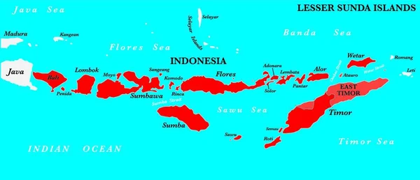 Mapa Mniejszych Wysp Sunda Archipelagu Malajskim — Wektor stockowy