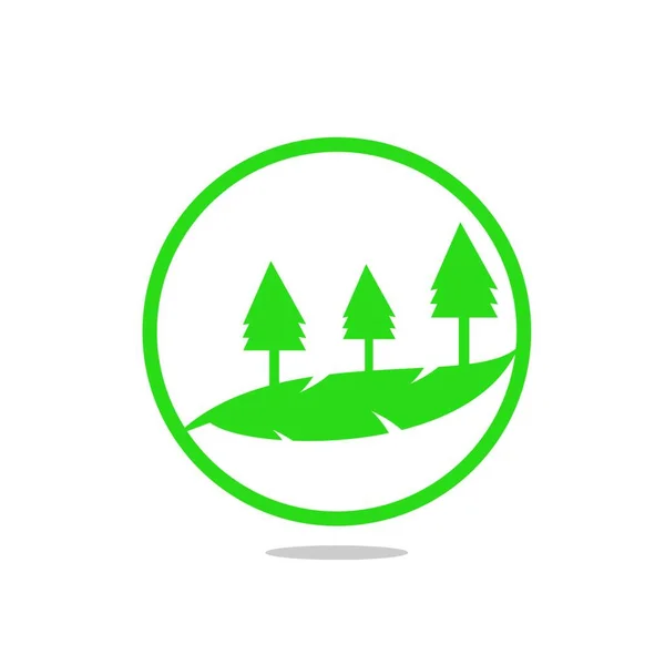 Árbol Verde Con Icono Sombra Ilustración Vectorial — Vector de stock