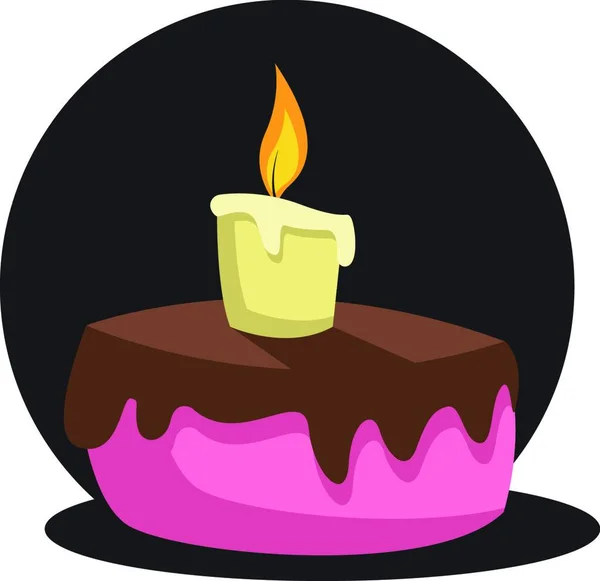 白い背景に黒い円のイラストウェブベクトルの前にキャンドルでケーキを描く — ストックベクタ