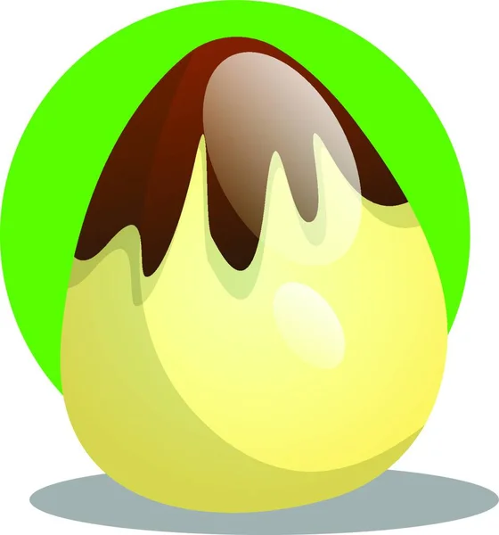 Chocolade Easter Egg Voorkant Van Groene Cirkel Illustratie Web Vector — Stockvector