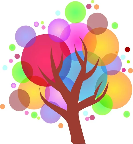 Hermoso Árbol Hecho Con Burbujas Colores Creando Imagen Brillante Feliz — Vector de stock