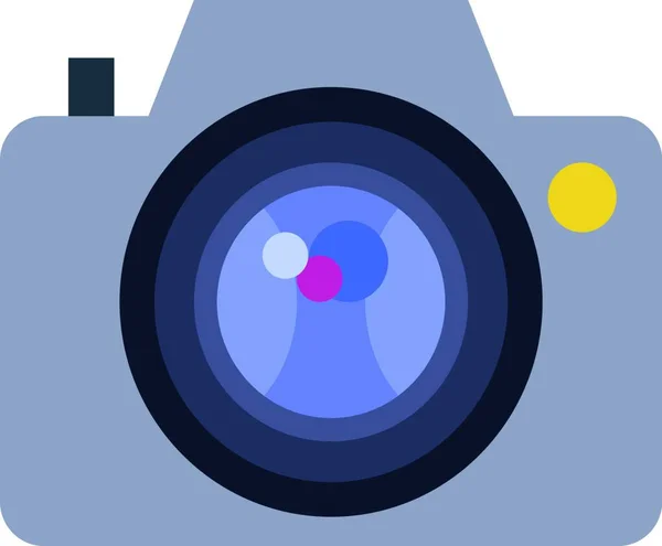 Illustration Einer Digitalkamera Mit Fokuslinse Und Anderen Bedienungstasten Vektor Farbzeichnung — Stockvektor