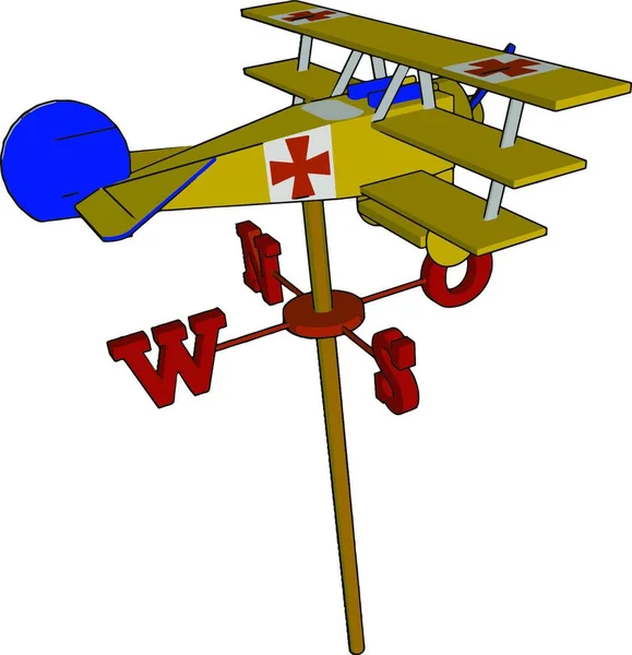 Ein Spielzeug Dreidecker Oder Flugzeug Auf Windfahne Die Nach Der — Stockvektor