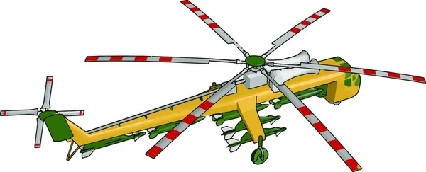 直升机停机坪是直升机的着陆区或平台 也是军用直升机在战争中使用的惊人矢量彩色绘图或插图 — 图库矢量图片