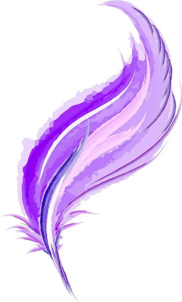 紫色のストロークベクトルカラー描画またはイラストで羽の水の色の絵画 — ストックベクタ