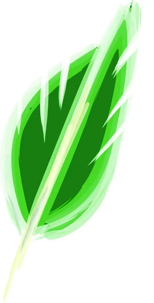 Zeichnung Einer Feder Mit Grünem Farbvektor Farbzeichnung Oder Illustration — Stockvektor