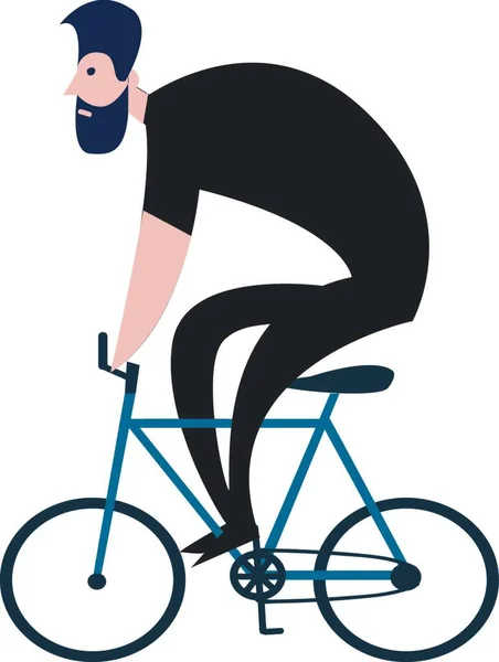 Ilustración Vectorial Sobre Fondo Blanco Ciclista Vestido Negro Sobre Una — Archivo Imágenes Vectoriales