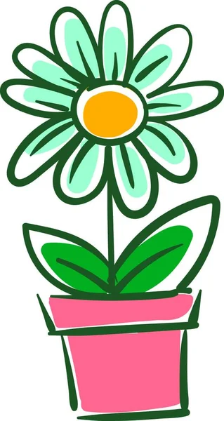 Illustration Vectorielle Sur Fond Blanc Une Fleur Marguerite Dans Pot — Image vectorielle