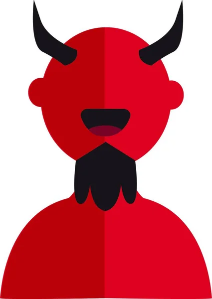 Vektorová Ilustrace Červeného Usmívajícího Ďábla Černým Plnovousem Rohy Bílém Pozadí — Stockový vektor