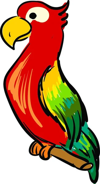Цветной Векторный Рисунок Попугая Белом Фоне — стоковый вектор