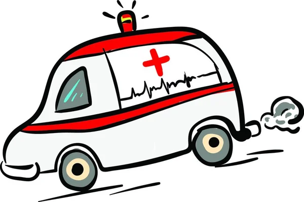 Ambulans Bil Rush Illustration Färg Vektor Vit Bakgrund — Stock vektor
