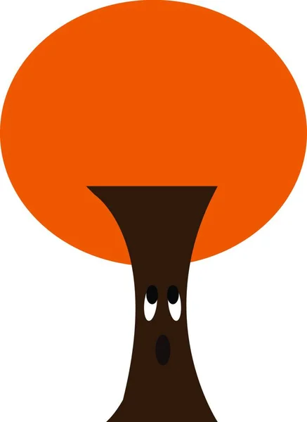 Caricature Arbre Expression Choquée Ayant Des Feuilles Orange Dessin Illustration — Image vectorielle