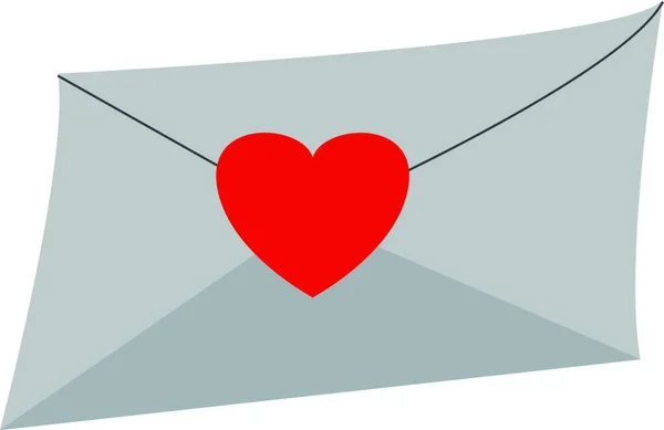 Enveloppe Avec Coeur Rouge Sur Fond Blanc — Image vectorielle