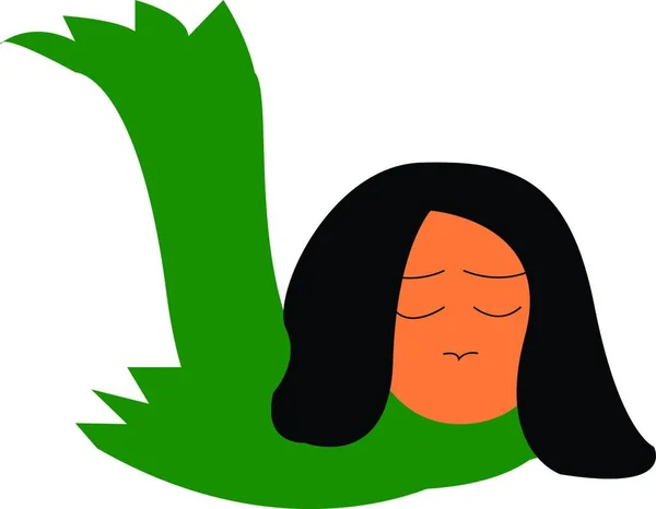 Una Chica Abatida Con Una Bufanda Verde Vector Color Dibujo — Archivo Imágenes Vectoriales