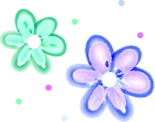 青と緑の色のベクトルカラーの描画またはイラストである Petalled — ストックベクタ