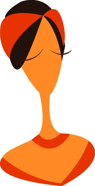 茶色のバンダナを着用した 長い首をした女性カラー描画またはイラストレーション — ストックベクタ
