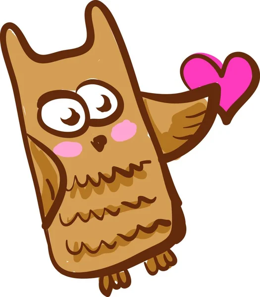 Hibou Rectangulaire Avec Cœur Rose Dessiné Sur Son Dessin Couleur — Image vectorielle