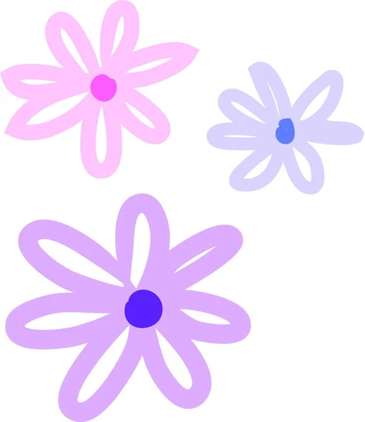 Garabato Varias Flores Vector Color Dibujo Ilustración — Archivo Imágenes Vectoriales