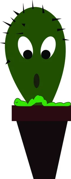 Eine Karikatur Eines Kaktus Die Einen Ausdruck Von Schock Vektor — Stockvektor