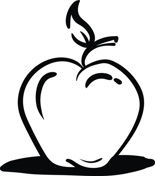 Una Manzana Blanco Negro Con Sombra Vector Dibujo Color Ilustración — Vector de stock