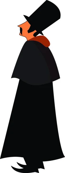 Muž Černým Barevným Kabátem Vysokým Horním Kloboukem Černou Barevnou Špičatou — Stockový vektor