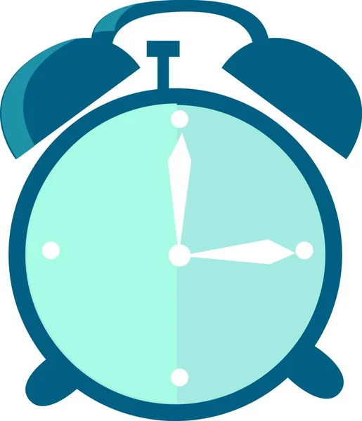 Teal Colored Alarm Clock White Colored Hands Vector Color Drawing — Stock Vector