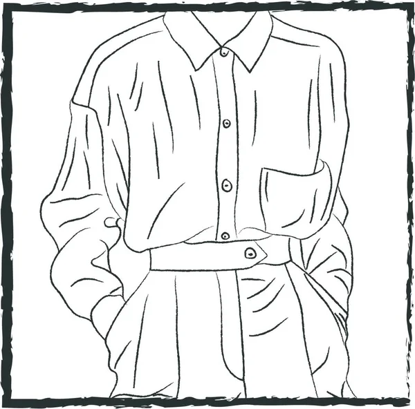 ズボンのベクターカラーのドローイングまたはイラストレーションの内側にあるシャツ — ストックベクタ