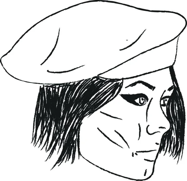 Desenho Uma Pessoa Usando Chapéu Boina Desenho Cor Vetorial Ilustração — Vetor de Stock