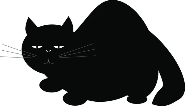 Silhouette Chat Noir Sur Fond Blanc — Image vectorielle