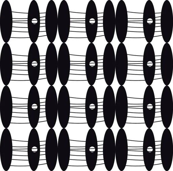 Изображение Черных Овалов Нитями Выходящими Векторным Цветовым Рисунком Иллюстрацией — стоковый вектор