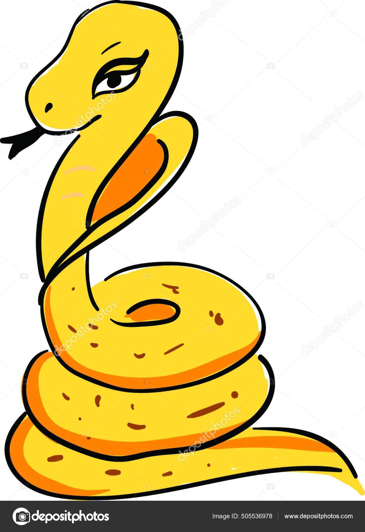 Una Serpiente Larga Color Amarillo Con Ojos Vectores Dibujos Color Vector  de stock #505536978 de ©PantherMediaSeller, image size:1166x1700