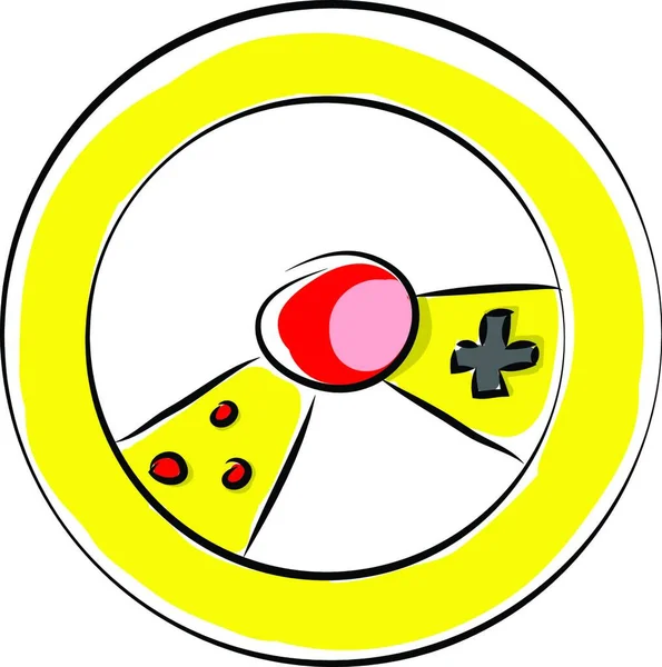 白の背景にコントロールイラストのカラーベクトルと黄色のゲームホイール — ストックベクタ