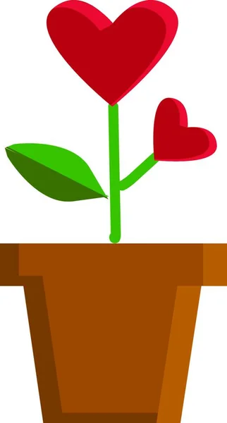 Καρδιά Λουλούδι Του Αγίου Βαλεντίνου Σχήμα Δοχείου Εικόνα Χρώμα Διάνυσμα — Διανυσματικό Αρχείο