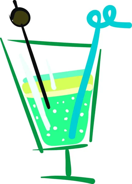 Blå Och Grön Cocktail Ett Grönt Genomskinligt Glas Med Blå — Stock vektor