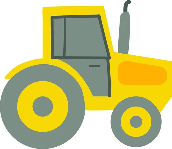 Tractor Amarillo Ilustración Vector Color Sobre Fondo Blanco — Vector de stock