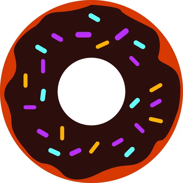 Vektor Illustration Eines Schokoladencreme Donuts Mit Bunten Streusel Auf Weißem — Stockvektor