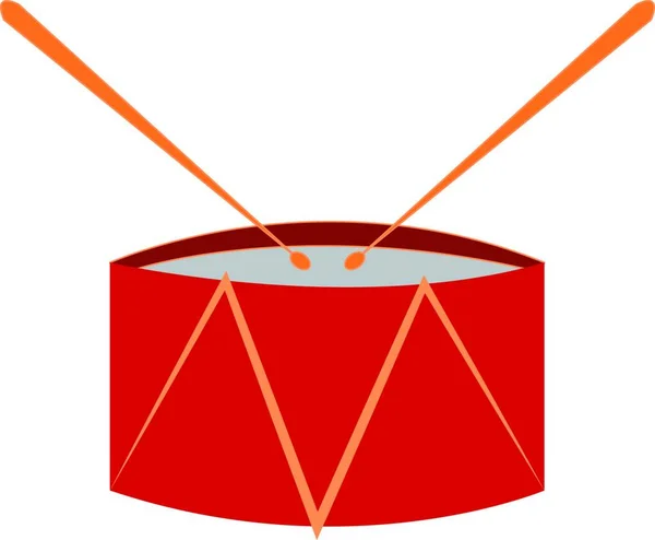 Rote Spielzeugtrommel Vektor Illustration Auf Weißem Hintergrund — Stockvektor