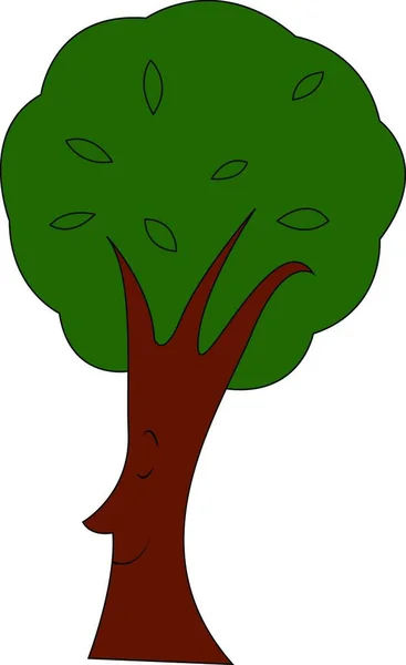 Treetop Dengan Gambar Daun Vektor Cetak Pada Latar Belakang Putih - Stok Vektor